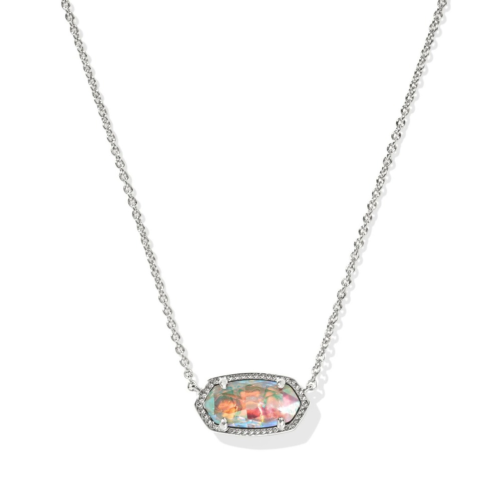 NWT Kendra Scott Elisa Silver Pendant Necklace with Dichroic Glass / w. dustbag